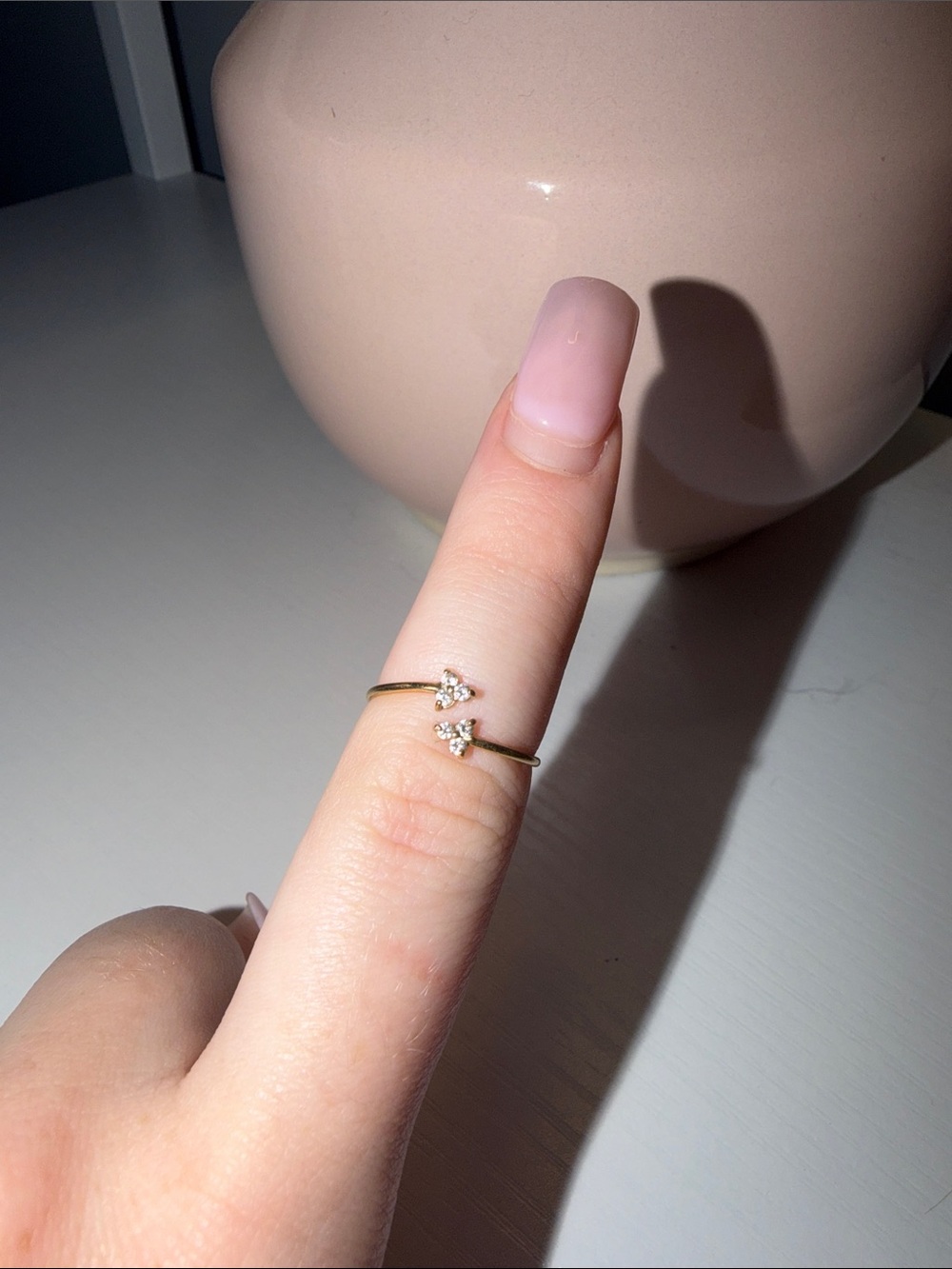 Adjustable Midi Ring 10k Rose Gold with CZ